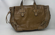 Load image into Gallery viewer, Antonio Melani Womens Brown Floral Embossed Leather Drawstring Shoulder Purse