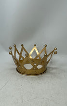 Load image into Gallery viewer, Golden Tone Decorative Criss Cross Lattice Design Collectible Crown Figurine