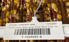 Load image into Gallery viewer, Alfred Dunner Womens Brown Printed Pleated Elastic Waist A-Line Skirt Size 10P