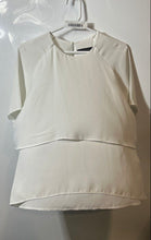 Load image into Gallery viewer, Zara Basic Womens Ivory Short Sleeve Round Neck Layered Blouse Top Size Small