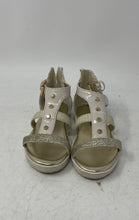 Load image into Gallery viewer, Michael Kors Girls Brandy White Gold Monogram Studded Gladiator Sandals Size 7