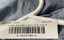 Load image into Gallery viewer, Michael Kors Mens Blue Printed Cotton Short Sleeve Slim Fit Button-Up Shirt Sz M