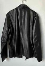 Load image into Gallery viewer, New York & Company Womens Black Leather Long Sleeve Full-Zip Jacket Size XL