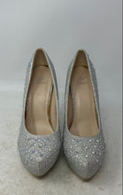 Load image into Gallery viewer, Rck Bella Womens Silver Glitter Rhinestone Embellished Stiletto Pumps Heels 7.5