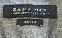 Load image into Gallery viewer, Zara Mens Gray Long Sleeve Spread Collar Slim Fit Button-Up Shirt Size M