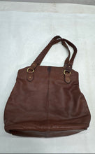 Load image into Gallery viewer, Preston & York Womens Brown Leather Double Handle Pockets Lined Shoulder Bag