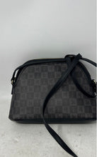 Load image into Gallery viewer, London Fog Womens Black Monogram Faux Leather Adjustable Strap Crossbody Bag