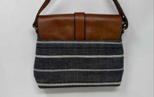 Load image into Gallery viewer, Fossil Womens Kinley Multicolor Striped Denim Leather Flap Crossbody Handbag