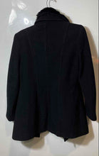 Load image into Gallery viewer, Sybilla Womens Black Long Sleeve Faux Fur Collar Button-Front Overcoat Size M