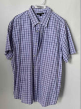 Load image into Gallery viewer, Banana Republic Mens Purple Blue Plaid Cotton Short Sleeve Button-Up Shirt XXL