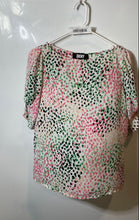 Load image into Gallery viewer, DKNY Womens Multicolor Spotted Print Short Sleeve Boat Neck Blouse Top Size PM