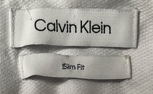 Load image into Gallery viewer, Calvin Klein Mens White Cotton Slim Fit Collared Dress Shirt Size M With Tag