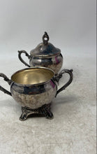 Load image into Gallery viewer, Vintage Set Of 2 Pcs Silver-Tone Engraved Scroll Handle Sugar Bowl And Creamer
