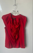 Load image into Gallery viewer, Express Womens Red Ruffle Short Sleeve V-Neck Pullover Blouse Top Size S