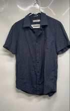 Load image into Gallery viewer, Calvin Klein Mens Blue Geometric Printed Cotton Short Sleeve Button-Up Shirt M