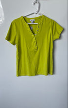 Load image into Gallery viewer, Calvin Klein Womens Green Henley Neck Short Sleeve Stretch T-Shirt Size Medium