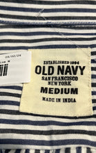 Load image into Gallery viewer, Old Navy Mens Blue White Striped Cotton Long Sleeve Button-Up Shirt Size M