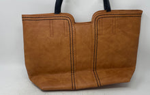 Load image into Gallery viewer, Montana West Womens Brown Faux Leather Stitched Double Handle Tote Handbag