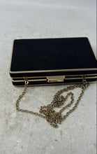 Load image into Gallery viewer, Eva Mendes Womens Black Gold-Tone Chain Strap Rectangular Clutch Purse