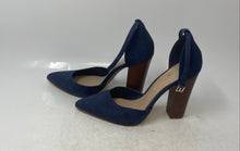 Load image into Gallery viewer, Aldo Womens Nicholes Blue Suede Pointed Toe Ankle Strap Pump Heels Size 7