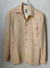 Load image into Gallery viewer, Oscar De La Renta Womens Beige Wool Long Sleeve Button Front Jacket Size 2P