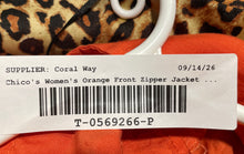 Load image into Gallery viewer, Chico's Womens Orange Roll Tab Sleeve Pockets Front Zipper Jacket Size 1