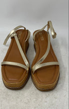 Load image into Gallery viewer, Chico's Womens Carlina Brown Gold-Tone Ankle Strap Platform Sandals Size 9M