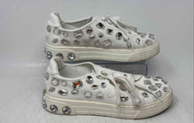 Load image into Gallery viewer, Azalea Wang Womens Corrine White Round Toe Rhinestone Sneakers Shoes Size 8