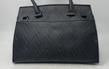 Load image into Gallery viewer, Adrienne Vittadini Womens Black Pebbled Leather Inner Pocket Satchel Purse