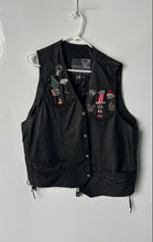 Load image into Gallery viewer, Dream Apparel Mens Black Leather Harley Davidson Pins Motorcycle Vest Size 52