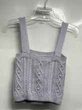Load image into Gallery viewer, Zara Womens Purple Sleeveless Square Neck Cable-Knit Cropped Tank Top Size Small