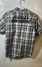 Load image into Gallery viewer, Harley-Davidson Mens Gray White Checkered Short Sleeve Button-Up Shirt Size M