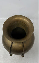 Load image into Gallery viewer, Collectible Gold-Tone Hammered Brass Vase With Rope Detail And Tassels