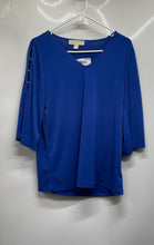 Load image into Gallery viewer, Michael Kors Womens Blue V-Neck 3/4 Sleeve Pullover Blouse Top Size M