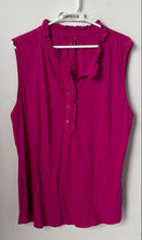 Load image into Gallery viewer, Loft Womens Pink Cotton Ruffled Collar Sleeveless Blouse Top Size XL