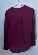 Load image into Gallery viewer, Express Womens Burgundy Long Roll Tab Sleeve V-Neck Popover Blouse Top Size XS