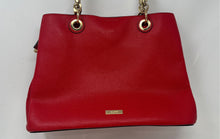 Load image into Gallery viewer, Aldo Womens Red Gold-Tone Faux Leather Double Handle Tote Handbag No Strap