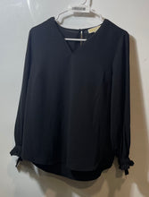 Load image into Gallery viewer, Michael Kors Womens Black Long Sleeve V-Neck Regular Fit Blouse Top Size P/S