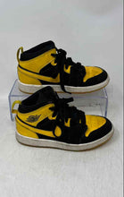 Load image into Gallery viewer, Nike Kids Air Jordan 1 Mid Black Yellow Mid Top Lace-Up Sneaker Shoes Size 11C