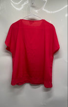Load image into Gallery viewer, DKNY Womens Red Short Sleeve V-Neck Pullover Casual Blouse Top Size Large