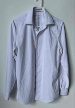 Load image into Gallery viewer, Zara Mens White Long Sleeve Collared Slim Fit Button-Up Shirt Size Small