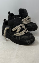 Load image into Gallery viewer, Zara Mens Rope Lace Skater Black Round Toe Lace-Up Sneaker Shoes Size 8