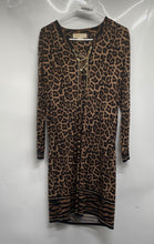 Load image into Gallery viewer, Michael Kors Womens Brown Animal Print Long Sleeve Shift Dress Size P/S