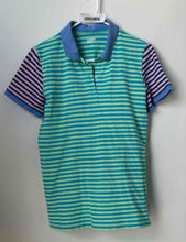 Load image into Gallery viewer, Lands' End Womens Multicolor Striped Print Short Sleeve Polo Shirt Size M