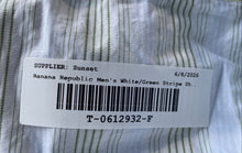 Load image into Gallery viewer, Banana Republic Mens White Green Striped Long Sleeve Dress Shirt XL 17-17.5
