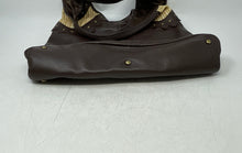 Load image into Gallery viewer, Kate Landry Womens Brown Leather Double Handle Zip Top Lined Studded Hobo Bag