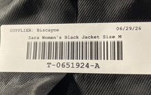 Load image into Gallery viewer, Zara Womens Black Jacquard Shiny Effect One-Button Blazer Size Medium