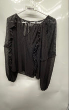 Load image into Gallery viewer, Express Womens Black Swiss Dot Texture Balloon Sleeve Sheer Blouse Top Size S