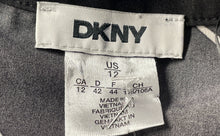 Load image into Gallery viewer, DKNY Womens Black White Printed Short Sleeve Tie Waist Midi Shirt Dress Size 12