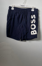 Load image into Gallery viewer, Boss Mens Navy Blue Logo Print Octopus Drawstring Swim Shorts Size Large